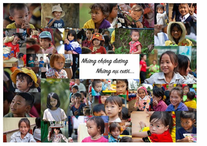 Hình nền trang Facebook của Thúy là hình ảnh hàng trăm đứa trẻ từng tham dự các lớp học hoặc từng nhận quà hay học bổng do Thúy kết nối, trao tặng
