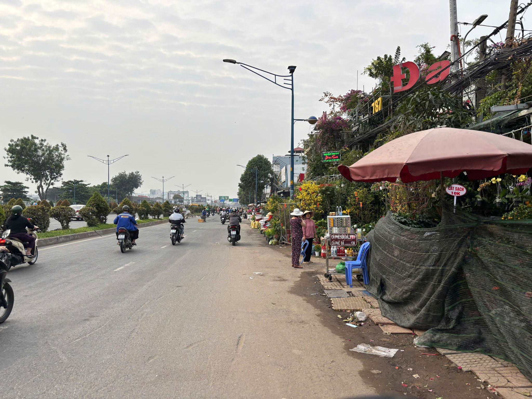 khu chợ hoa Trường Chinh trua 2 vang hoe