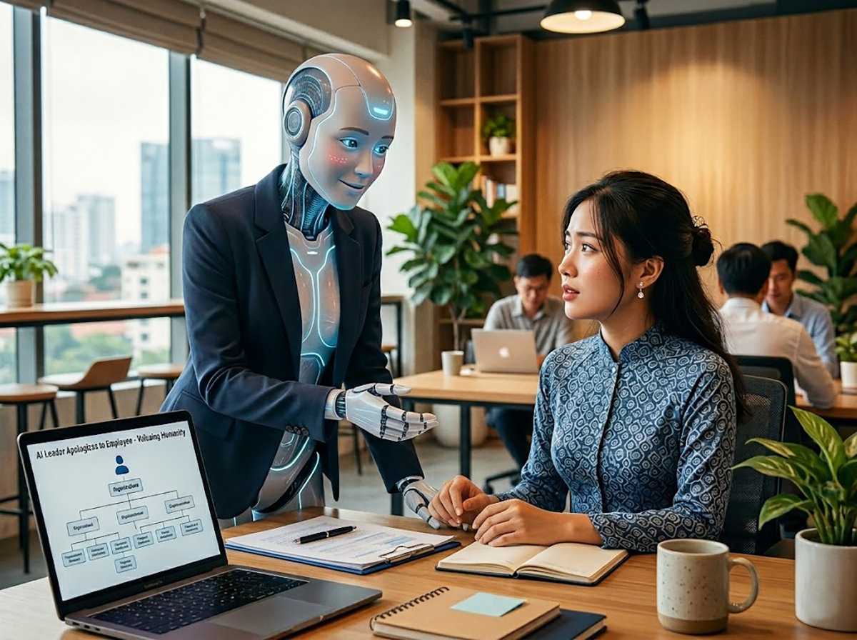 Khi AI xin lỗi và nỗi lo “mất mặt”. Ảnh: AI khởi tạo