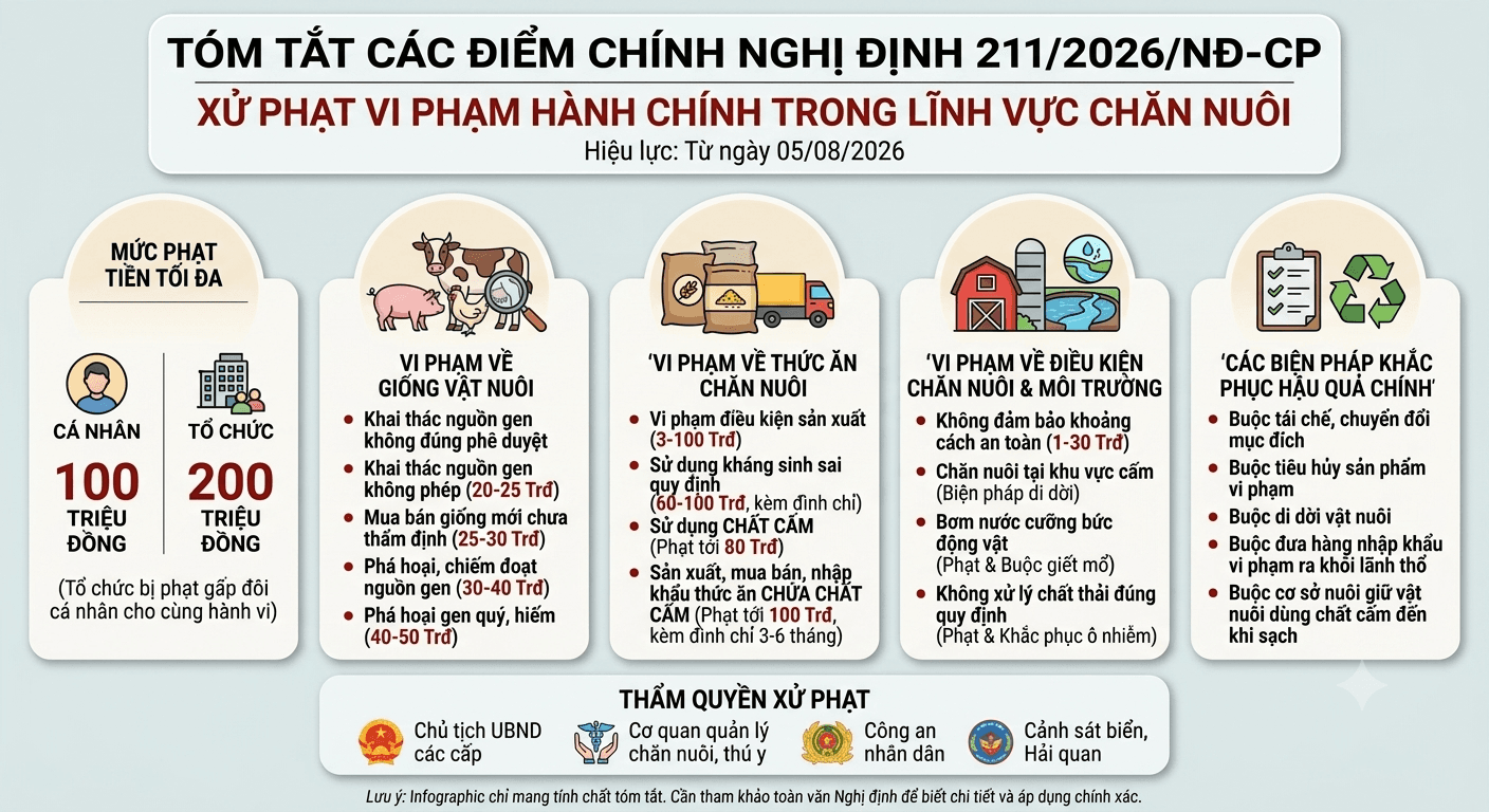 Tháng 8/2026: Nhiều quy định mới trong chăn nuôi và thú y 