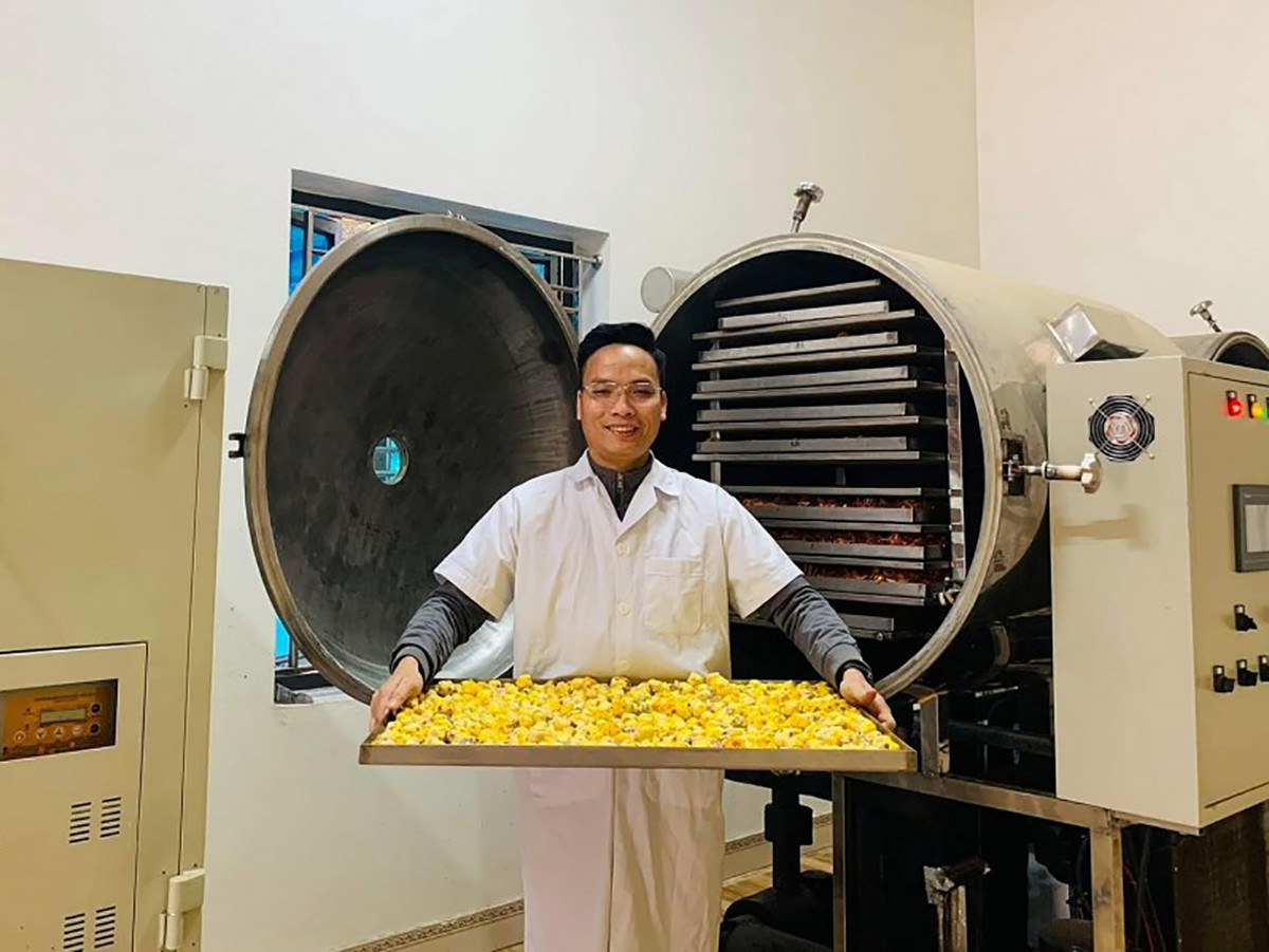 Ông Nguyễn Văn Đức - Giám đốc HTX Trường Sơn đưa số hóa vào bảo tồn, phát triển thương hiệu trà hoa vàng