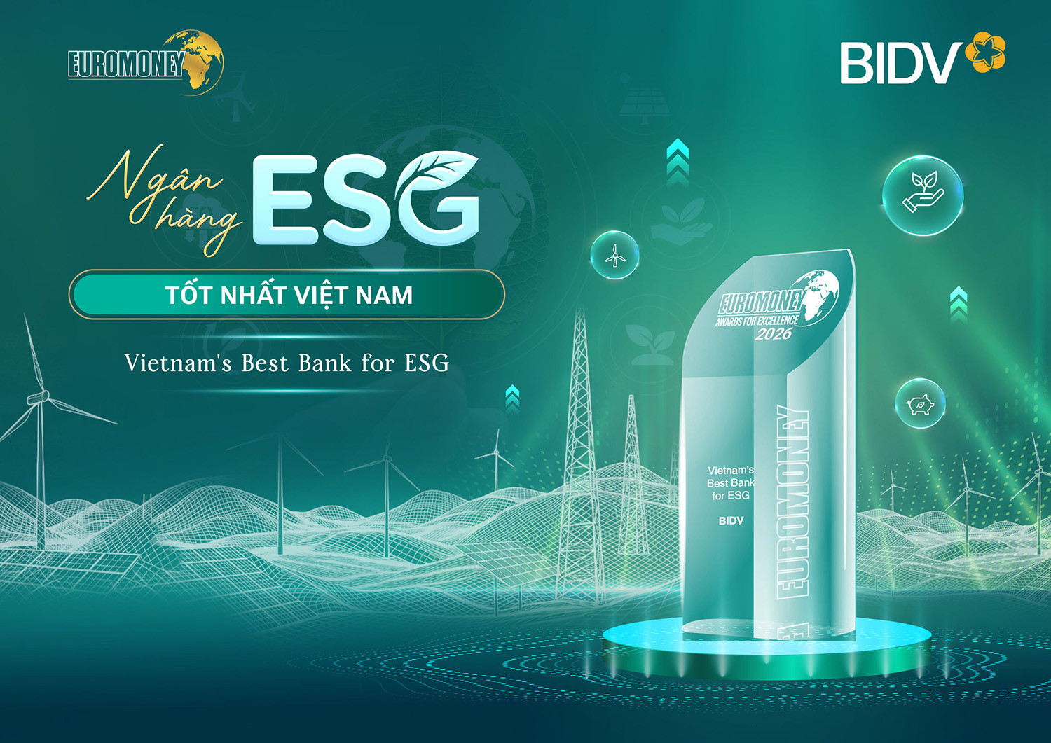 BIDV nhận giải thưởng 'Ngân hàng ESG tốt nhất Việt Nam' từ Euromoney 