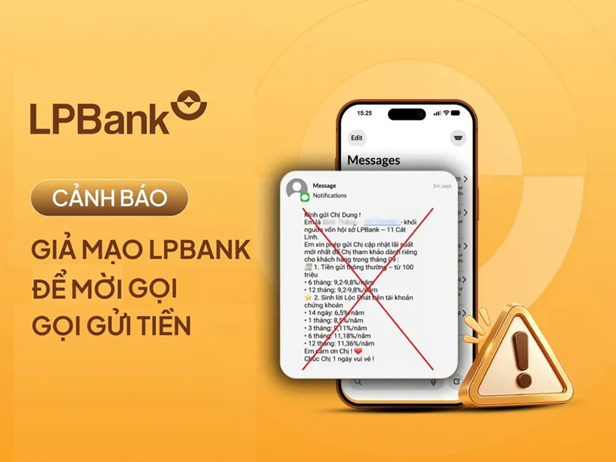 Cảnh báo của LPBank về lời chào mời gửi tiền với lãi suất cao.