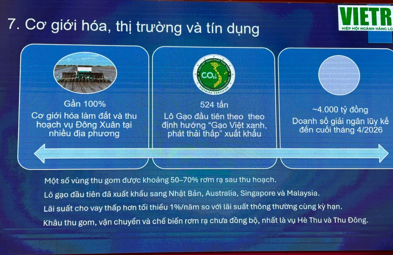 Những con số đáng suy ngẫm trích từ báo cáo của ông Lê Thanh Tùng - Chủ tịch Hiệp hội Ngành hàng Lúa gạo Việt Nam về tiến độ thực hiện đề án 1 triệu hecta