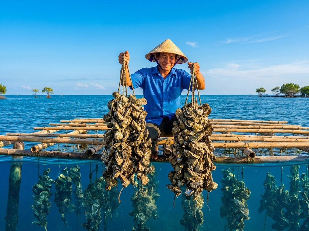 Nuôi hàu treo dây, không cần cho ăn vẫn thu hàng trăm triệu/vụ.
