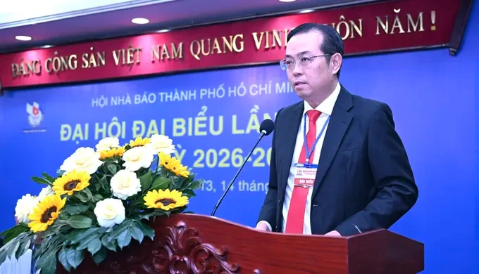 Đồng chí Lê Văn Minh, Thành ủy viên, Tổng Giám đốc Cơ quan Báo và Phát thanh, Truyền hình TPHCM được bầu làm Chủ tịch Hội Nhà báo TPHCM nhiệm kỳ 2026-2031. Ảnh: VĂN MINH. Nguồn: SGGP.