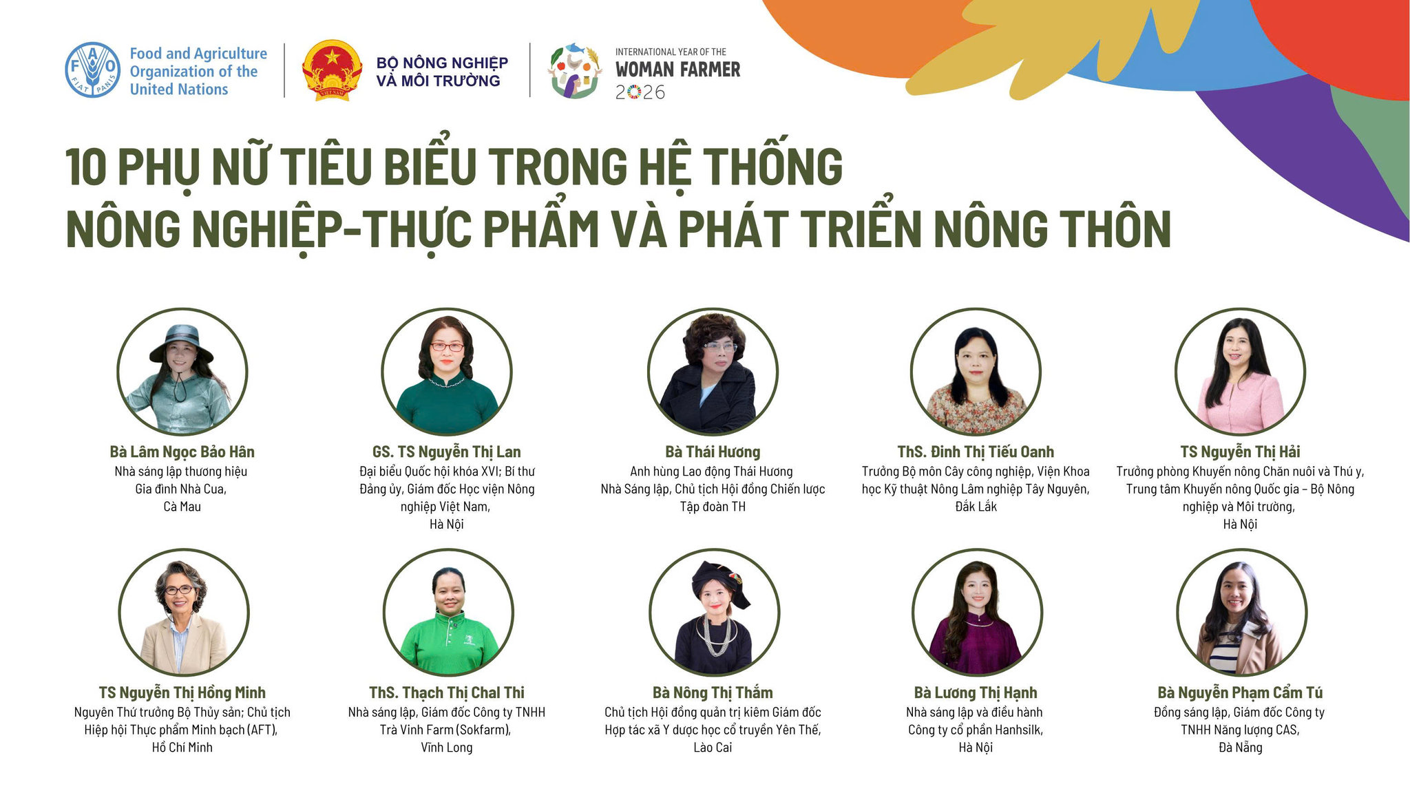 FAO vinh danh 10 phụ nữ Việt Nam có đóng góp cho nông nghiệp