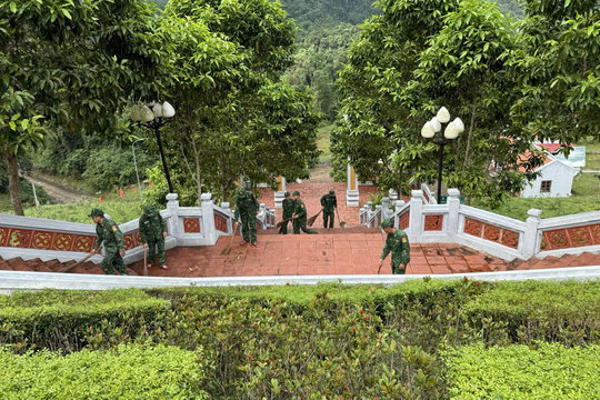 Đồn Biên phòng Cà Roòng dâng hương, chỉnh trang Đền tưởng niệm liệt sĩ Đường 20 Quyết Thắng